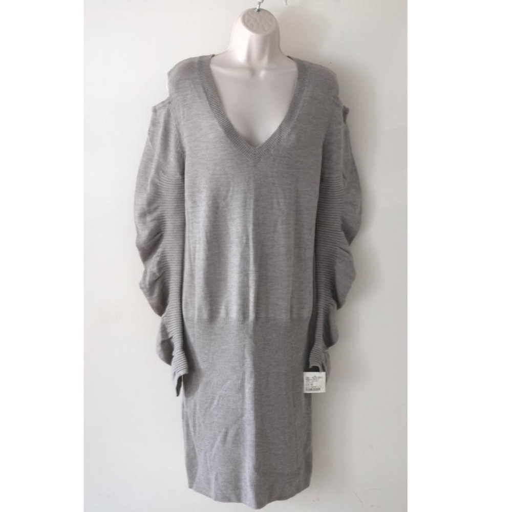 Zero + Maria Cornejo Grey Wool Sweater Dress New w defects